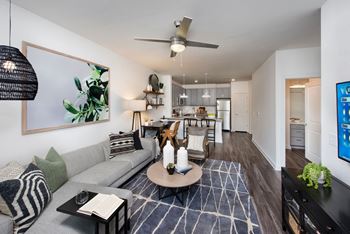 Living Room With Ceiling Fan at The Barrett, Georgia, 30066